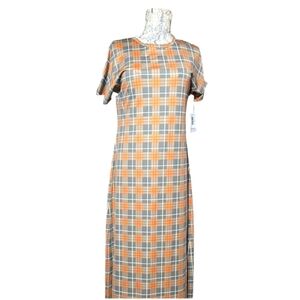 NWT LuLaRoe Tan and Cream Sheath Midi Dress with Flutter Sleeves Med